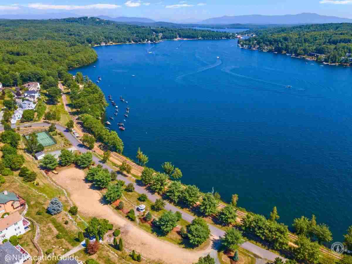 aerial view of lake winnipesaukee nh